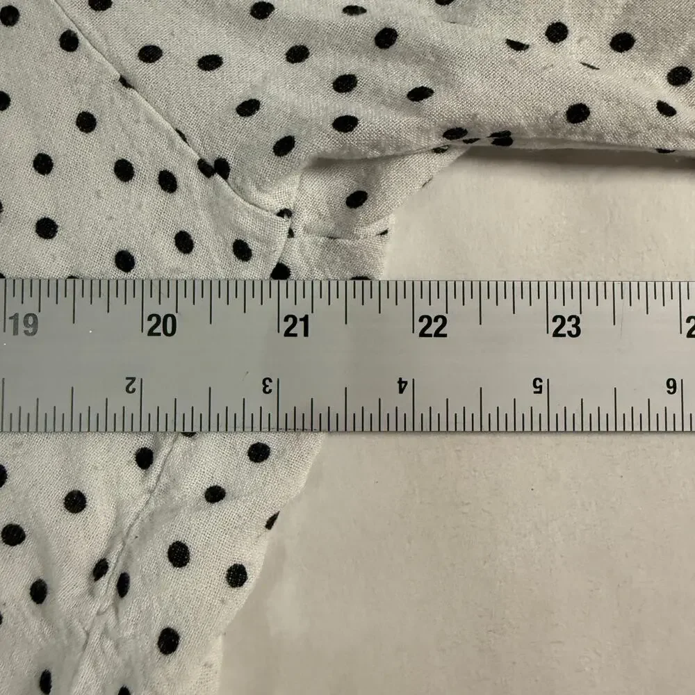 Zara M Womens Polka Dot Puff Sleeve Blouse Black White Classic Retro